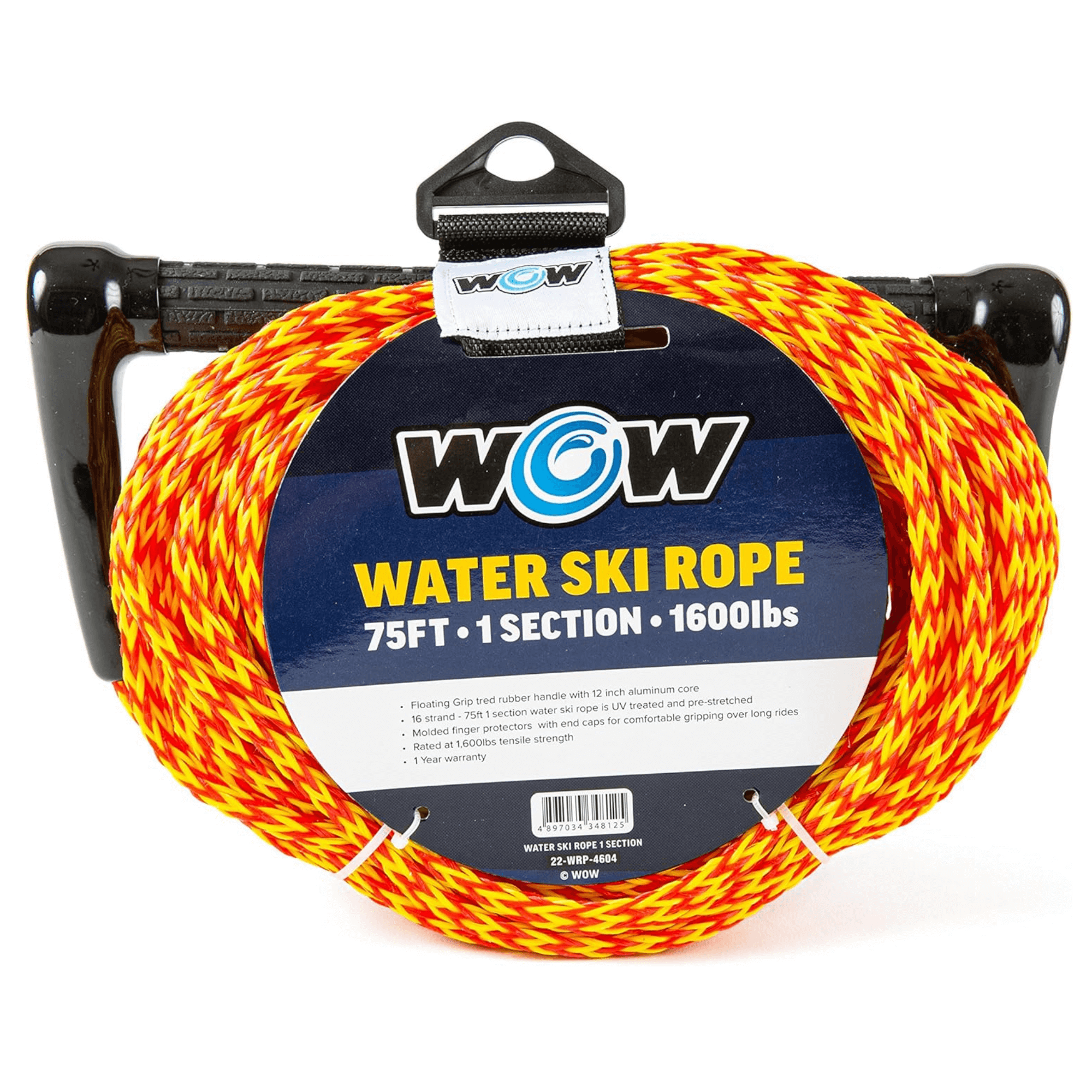 WOW Watersports 75ft Watersports Tow Rope with Floating Handle