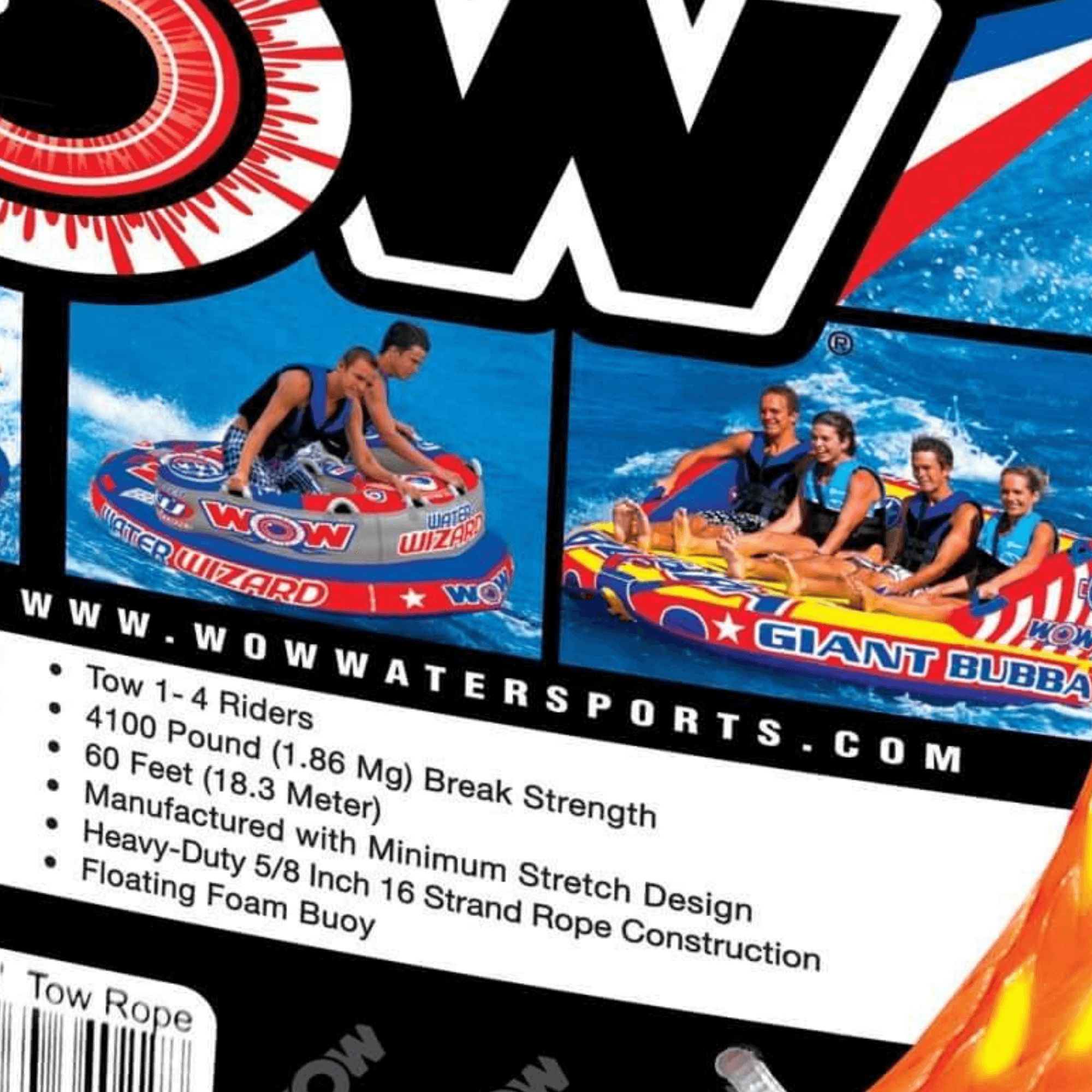 WOW Watersports 4K 60' Tow Rope w Floating Foam Buoy