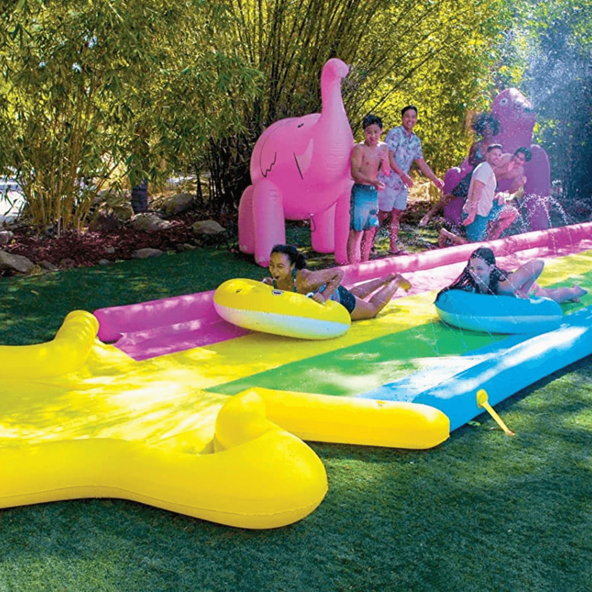WOW Watersports 40' x 8' Rainbow Star Super Slide with 2 Inflatable Sleds