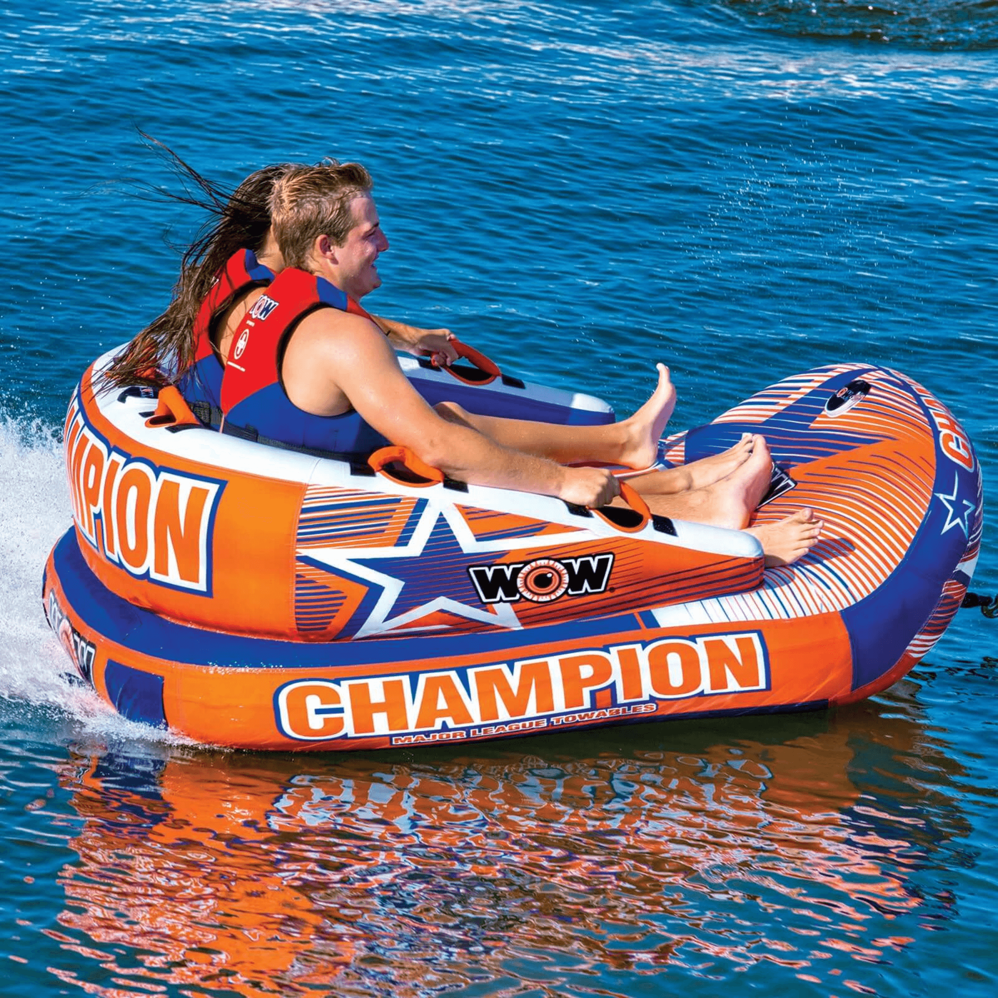 WOW Watersports Champion 2-Person Towable with EZ-Up Nose for Minimal Drag and Footrest