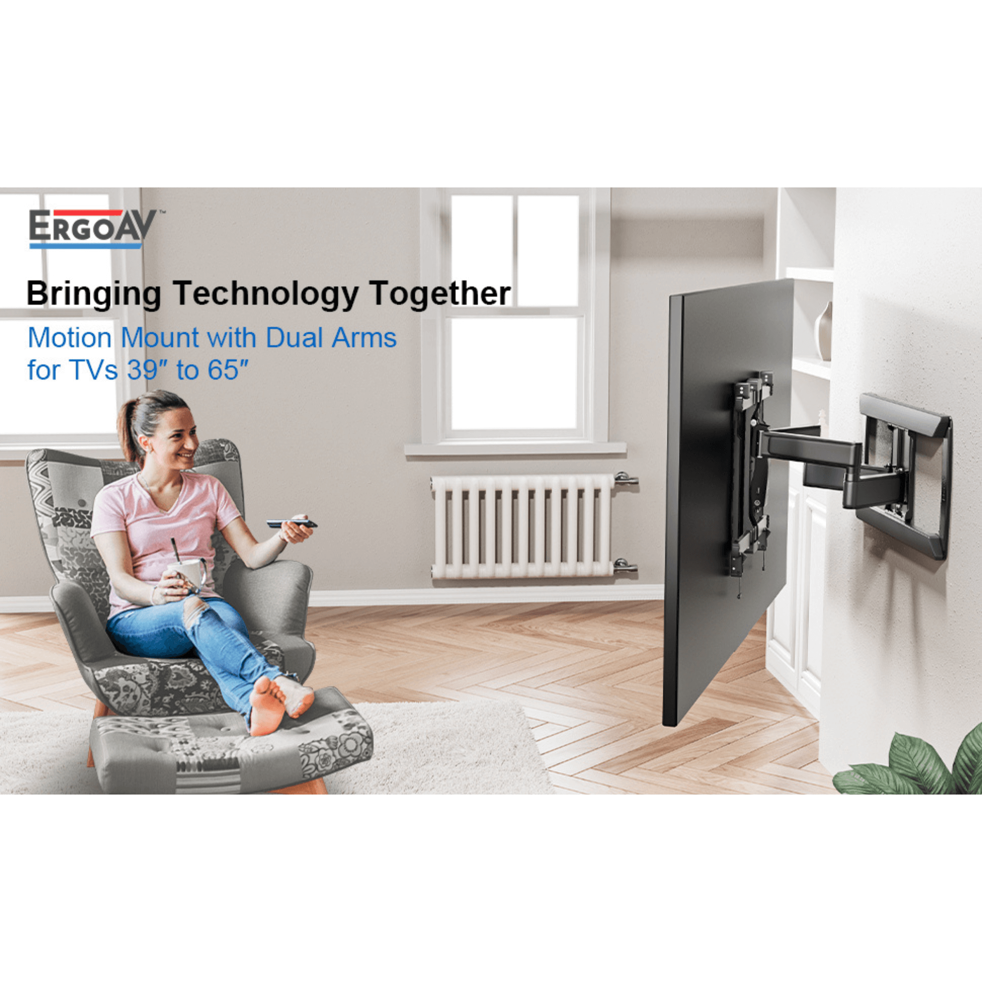 ErgoAV Motion Mount with Dual Arms and IsoTILT Technology for TVs 39" to 65"
