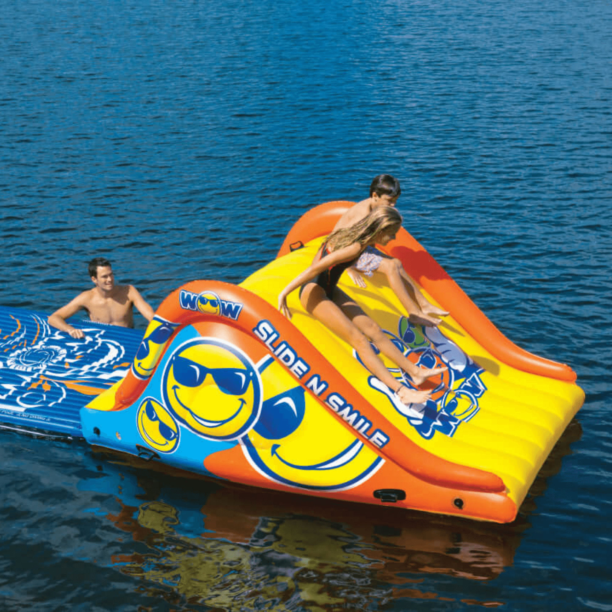 WOW Watersports Slide N Smile Floating 2 Lane Waterslide