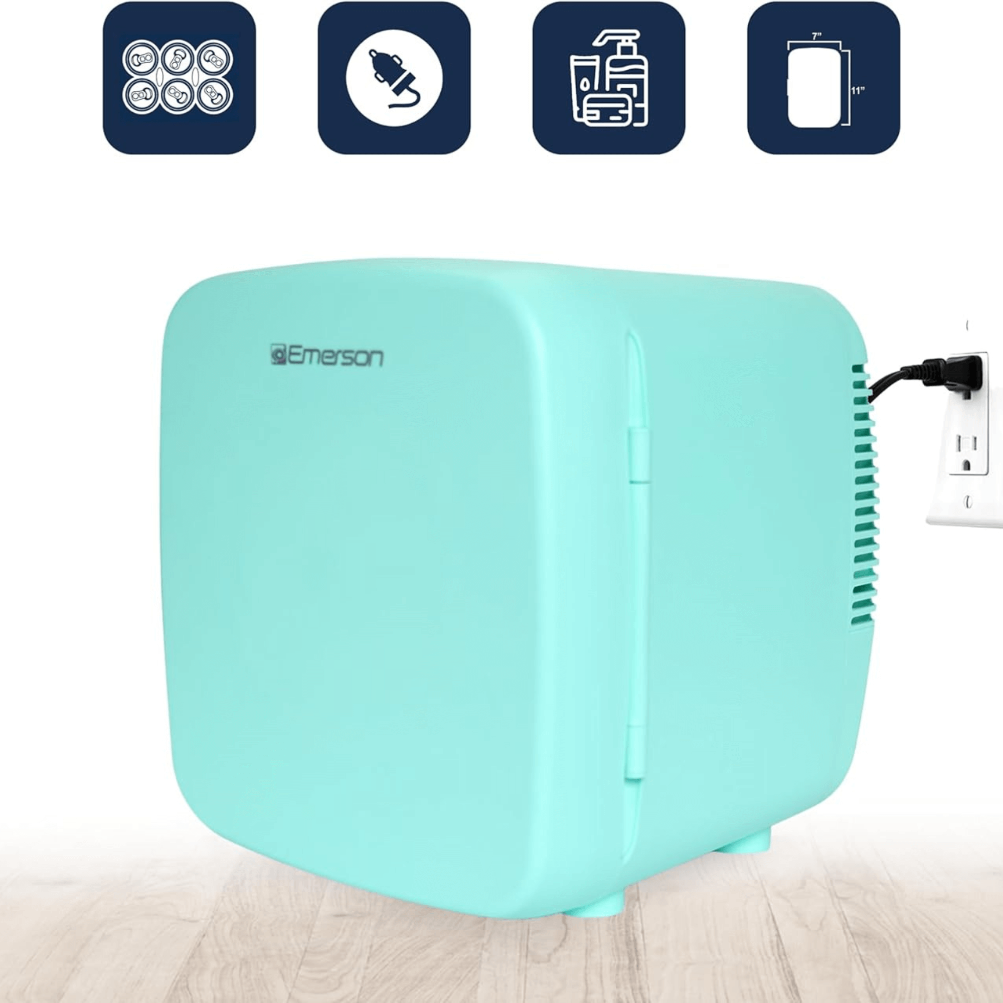Emerson Portable Mini Fridge Cooler XL with 9 Liter Capacity and Locking Latch