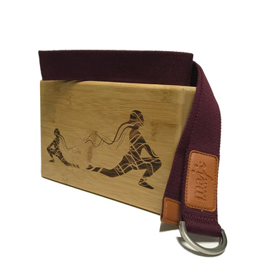 Maji Sports Laser Engraved Bamboo Yoga Block & Strap Combo