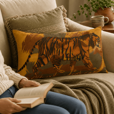 PimsArt Amber Tiger Jungle Scene Pillow Sham From Original Painting