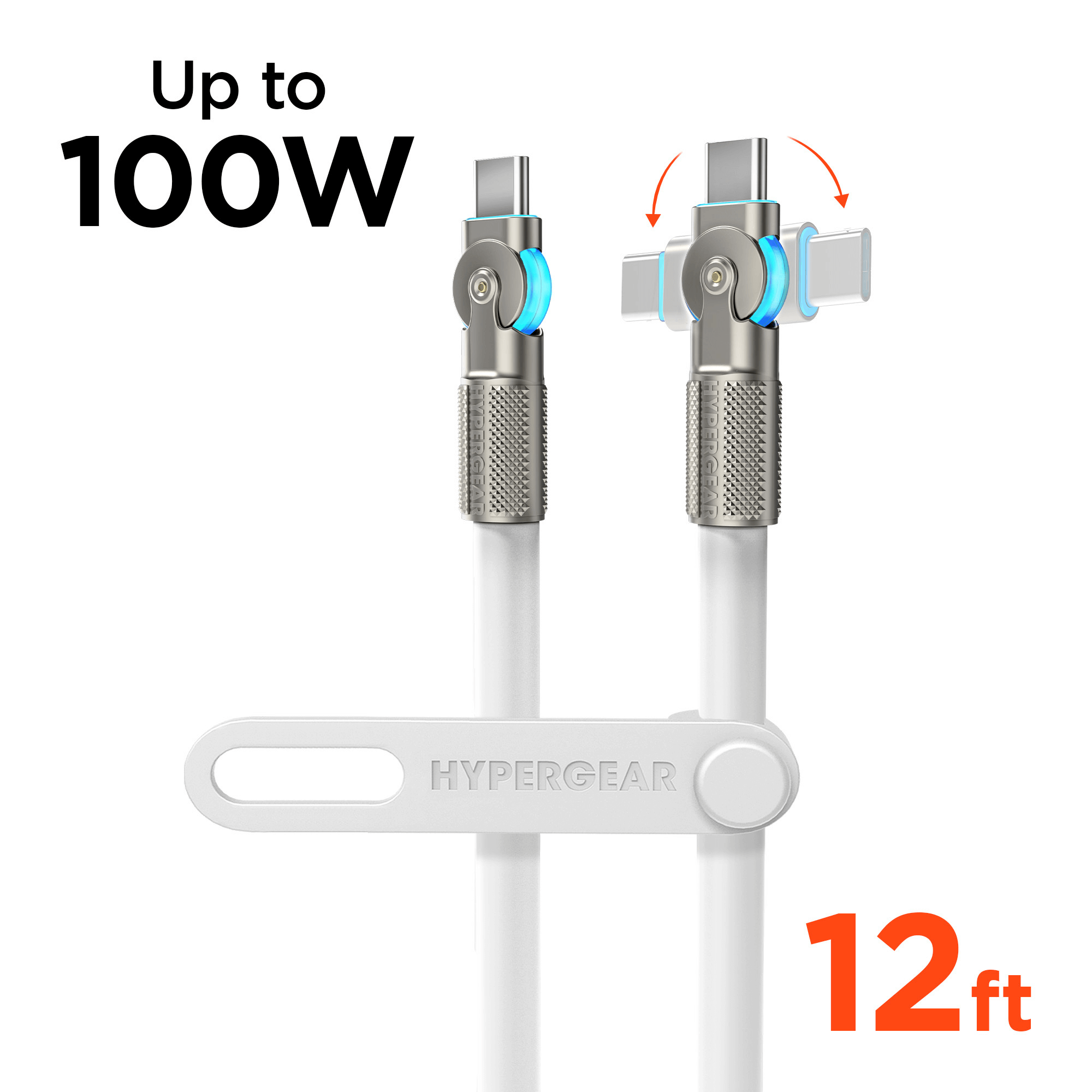 HyperGear Chunky180° 100W USB-C to USB-C Rugged Fast Charge Cable 12ft