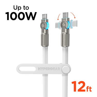HyperGear Chunky180° 100W USB-C to USB-C Rugged Fast Charge Cable 12ft