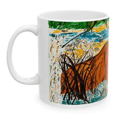 PimsArt Prehistoric Sabertooth Tiger Scene Mug From Original Painting