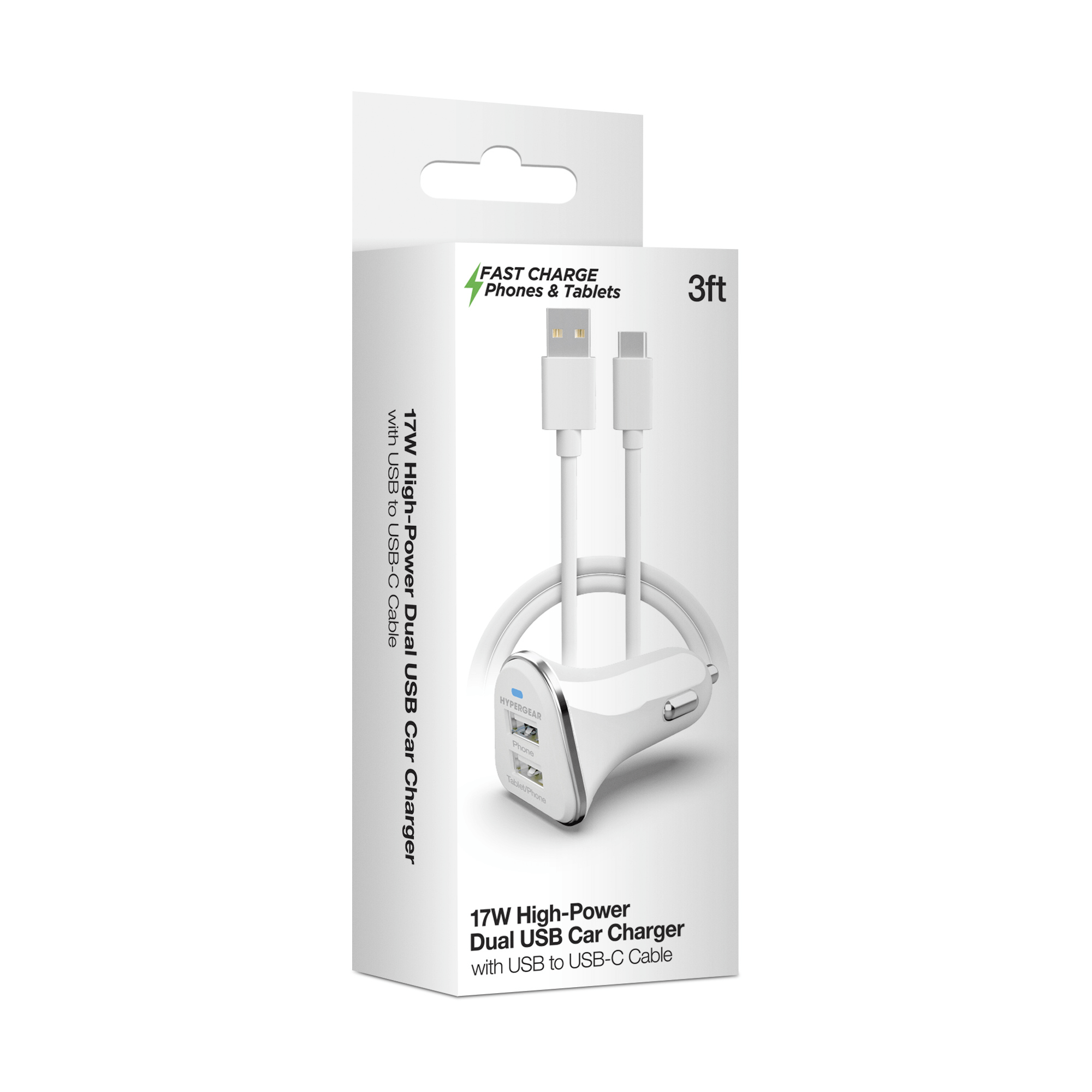 HyperGear Hi-Power Dual USB 3.4A Car Charger for iPhone 15 Androids Tablets Earbuds and Cameras