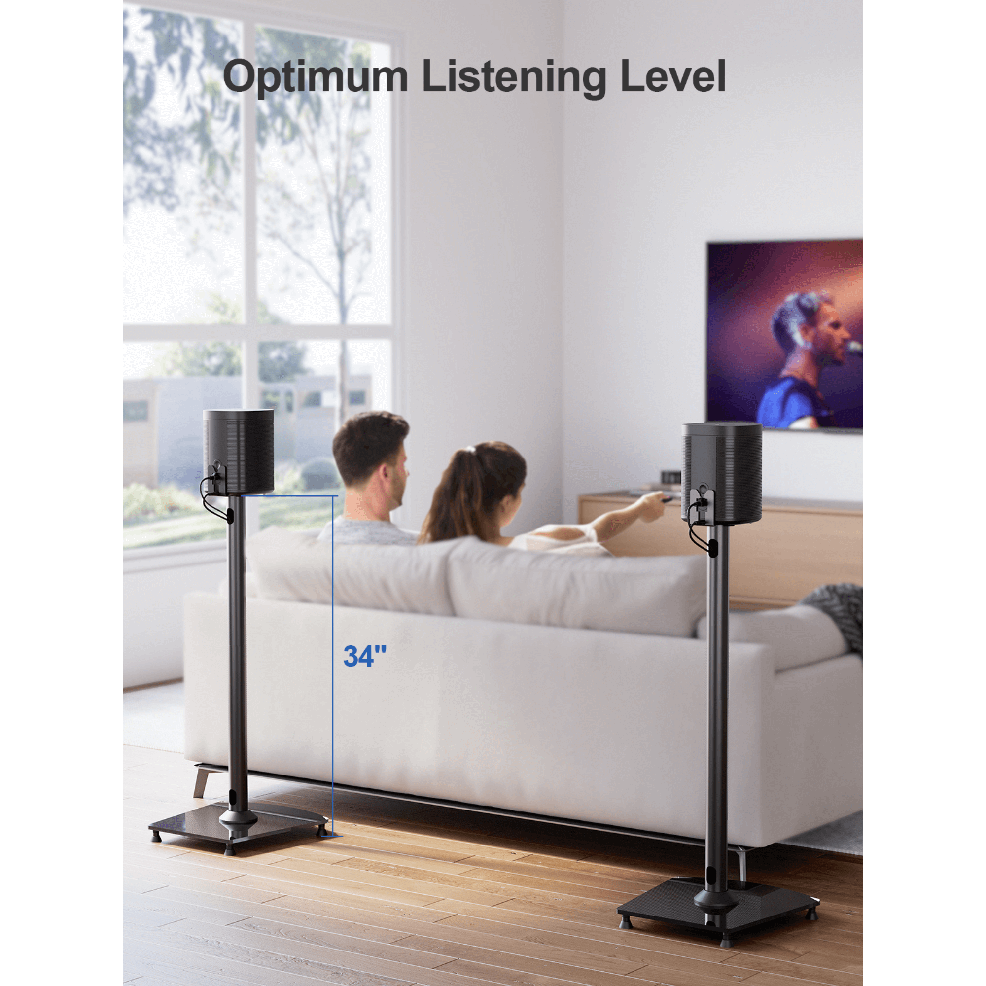 ErgoAV 1-Pair Fixed Height Sonos Speaker Stands 34"