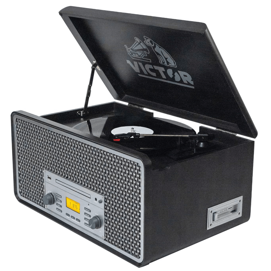 Victor Monument 8-in-1 Wood Music Center Graphite - Refurbished