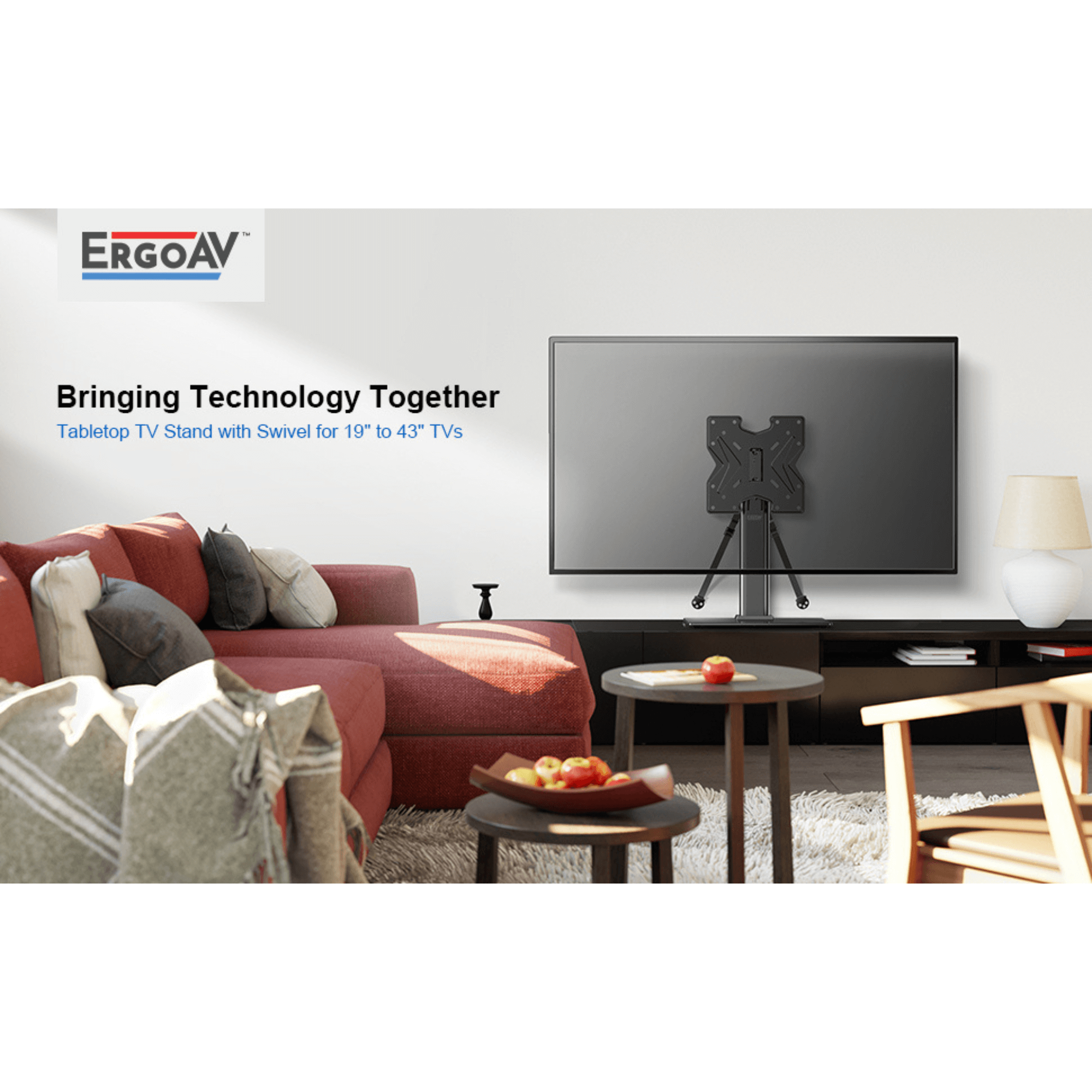 ErgoAV Tabletop TV Stand with Swivel for 19” to 43” TVs