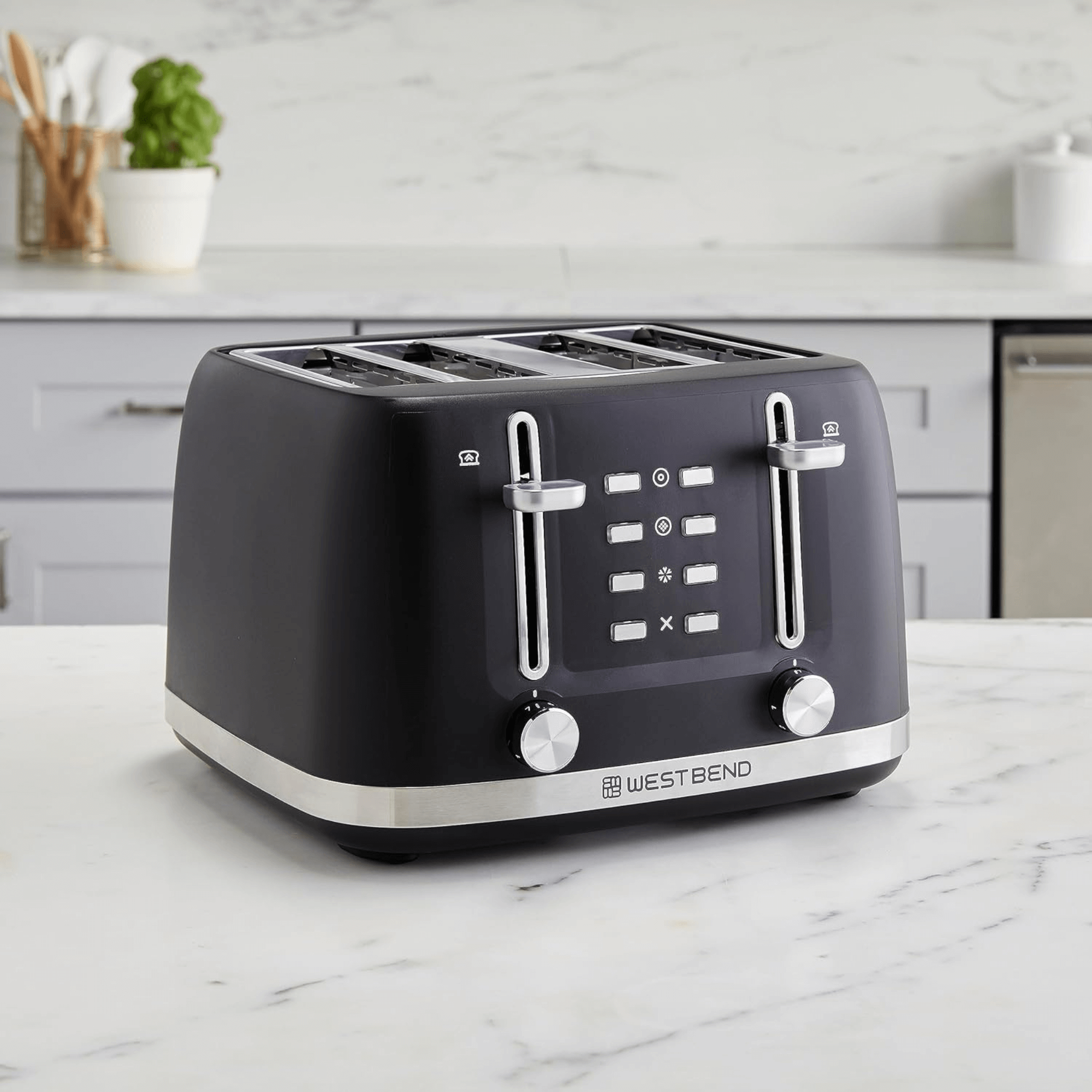 West Bend 4-Slice Multi-Function Toaster with Stainless Accents