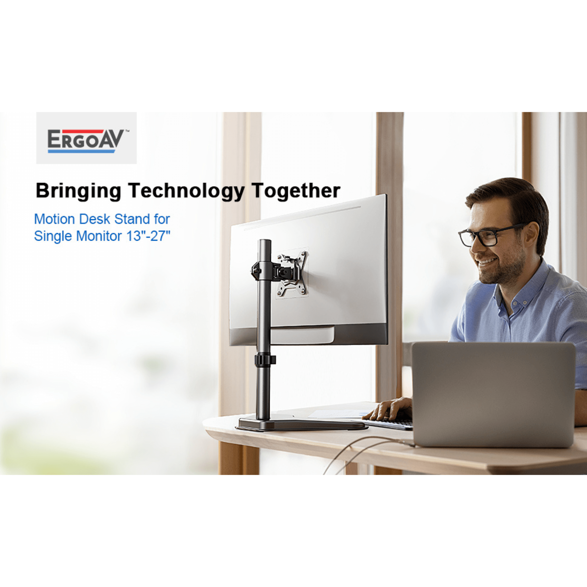 ErgoAV Desk Stand for Single Monitor 13" to 27"