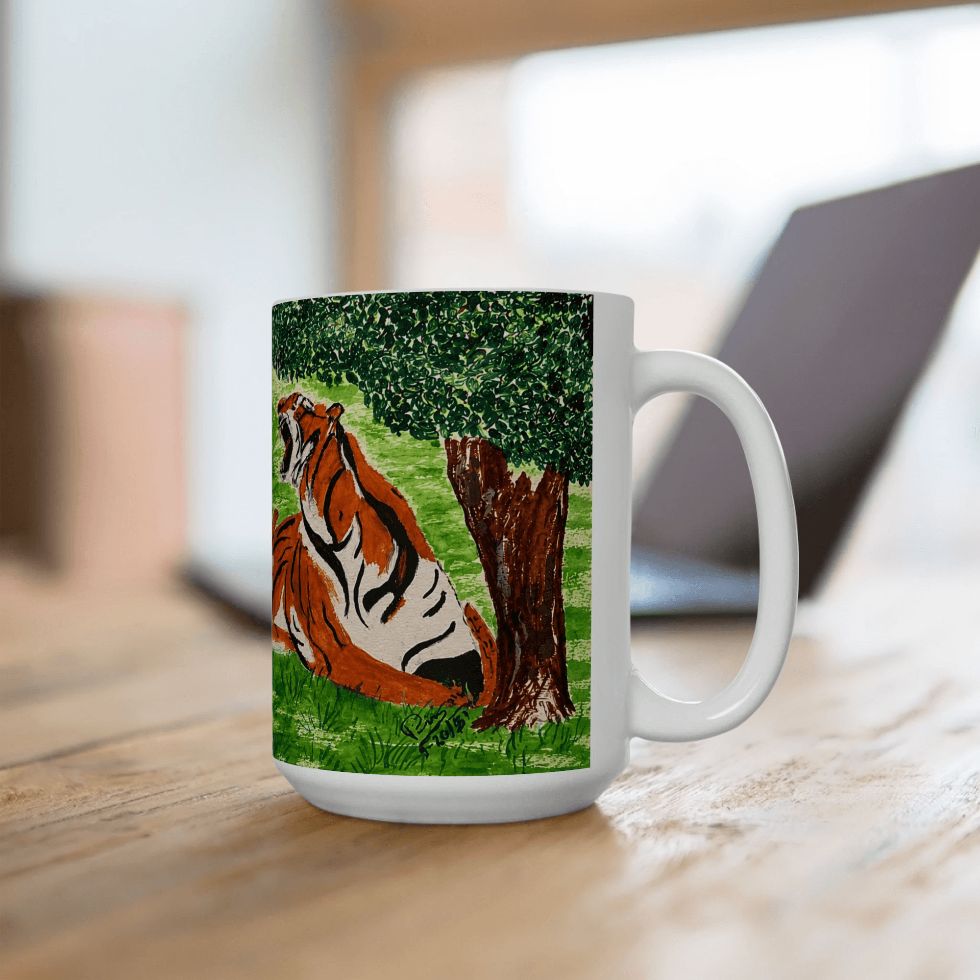 PimsArt Fierce Roaring Tiger Pair Mug From Original Painting