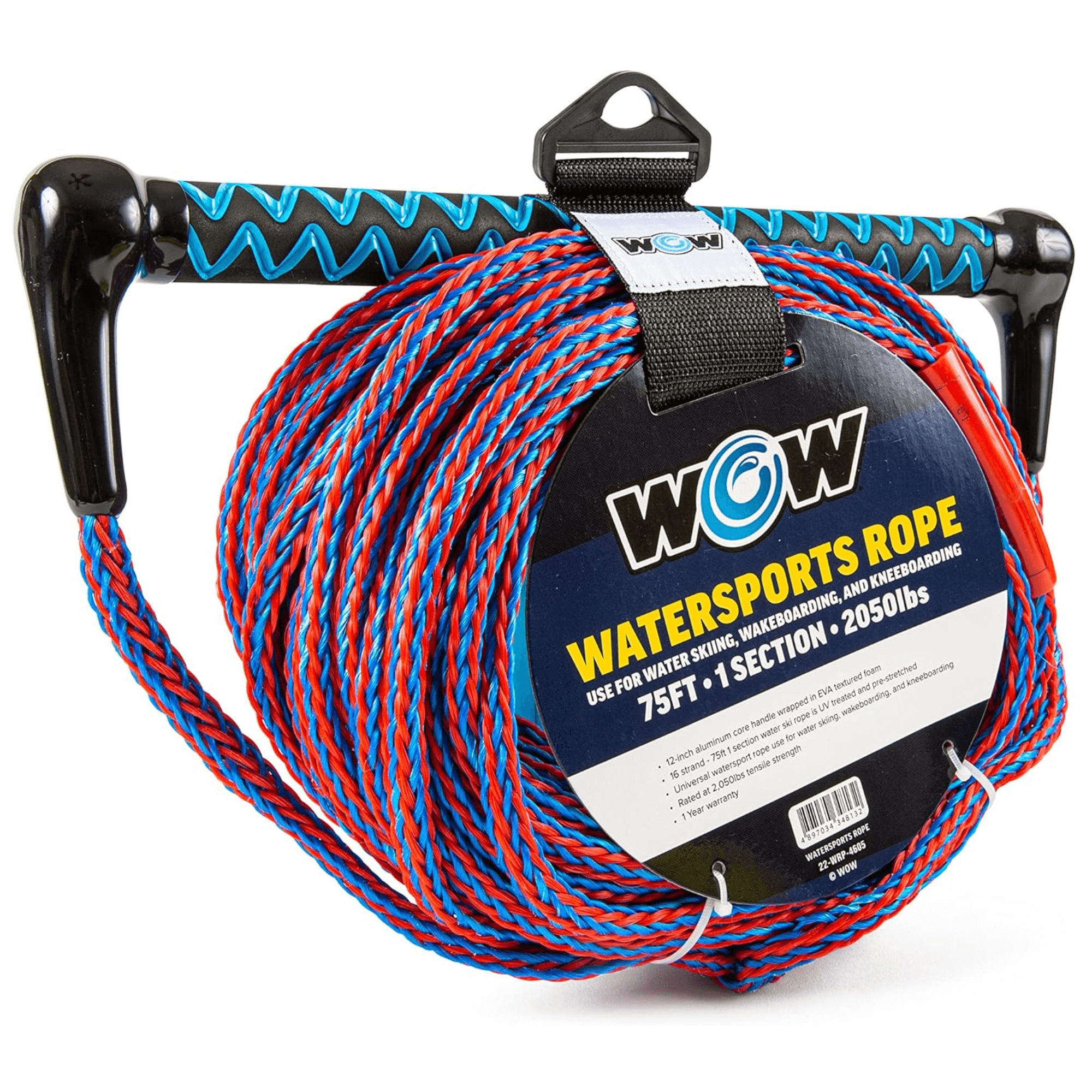 WOW Watersports 75ft Watersports Tow Rope with EVA Handle