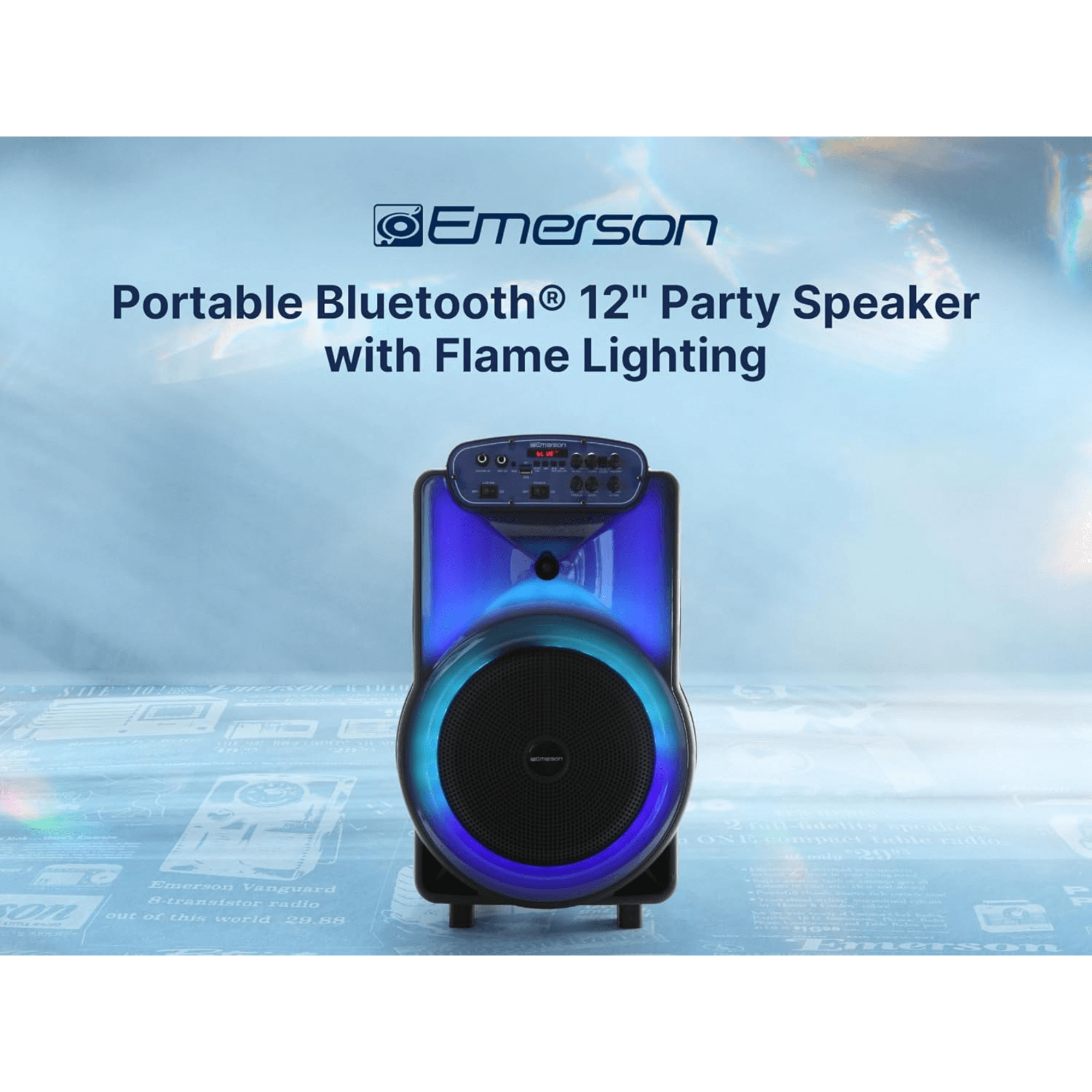 Emerson Portable Bluetooth 12" Party Speaker with Flame Lighting