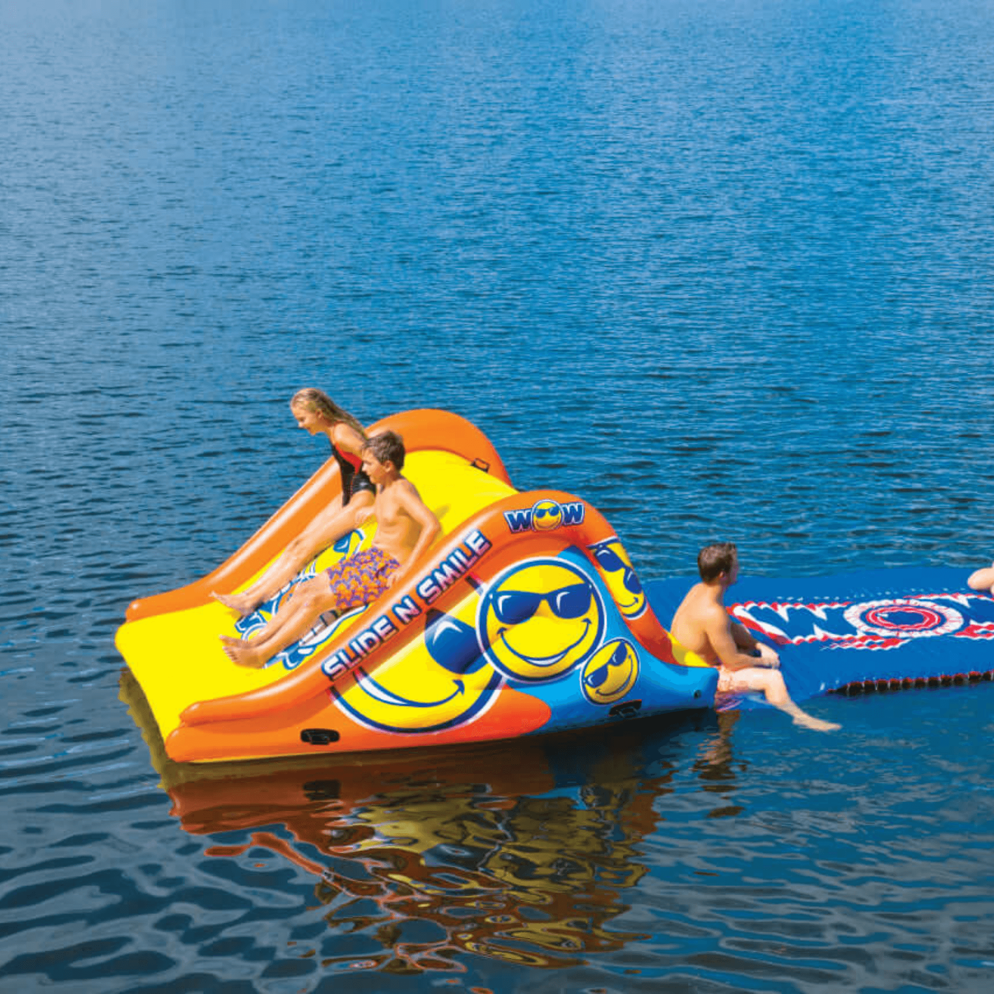 WOW Watersports Slide N Smile Floating 2 Lane Waterslide