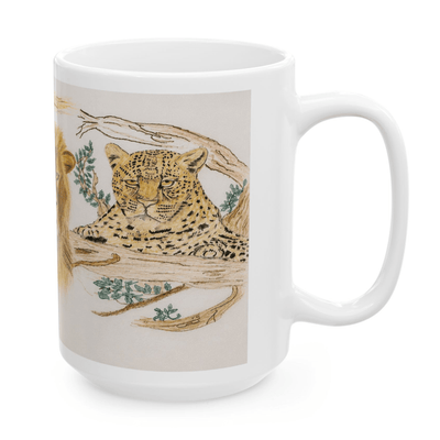 PimsArt African Safari Lion Elephant Leopard Mug From Original Drawing