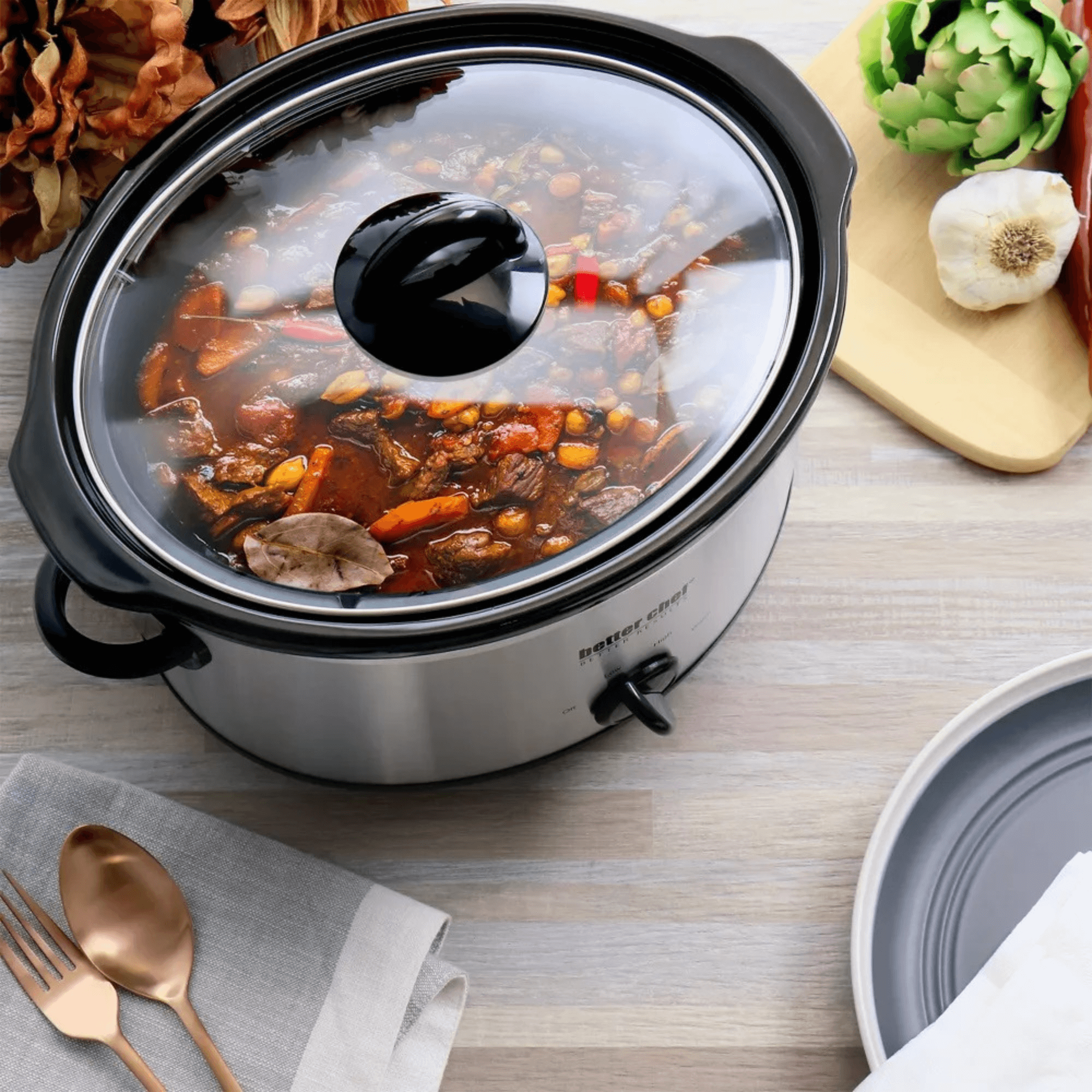 Better Chef 4-Quart Oval Slow Cooker in Brushed Stainless Steel