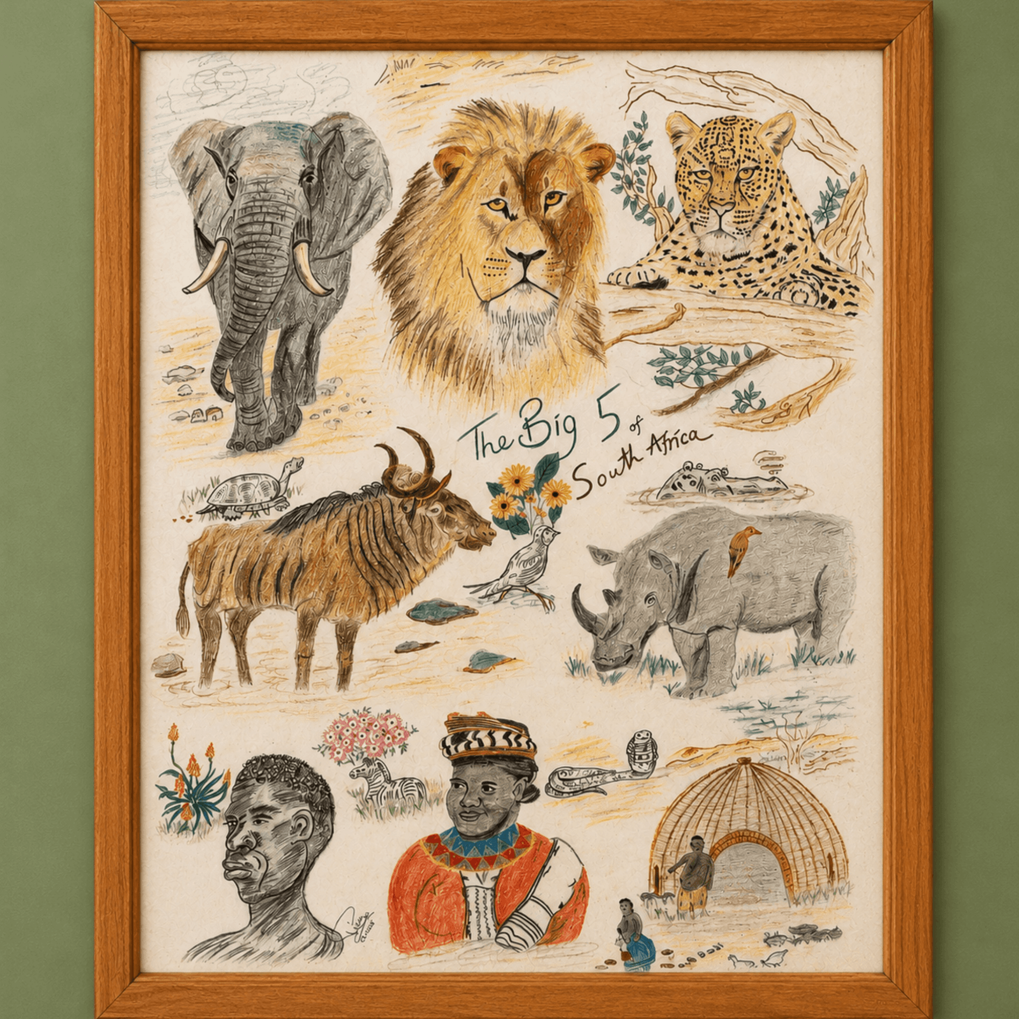 PimsArt Big 5 Safari Animals Weekender Bag From Original Drawing