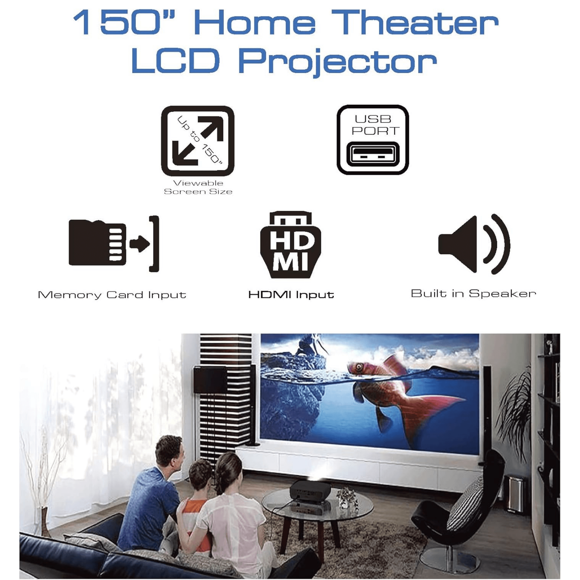 Naxa 150" Home Theater LCD Projector - Refurbished