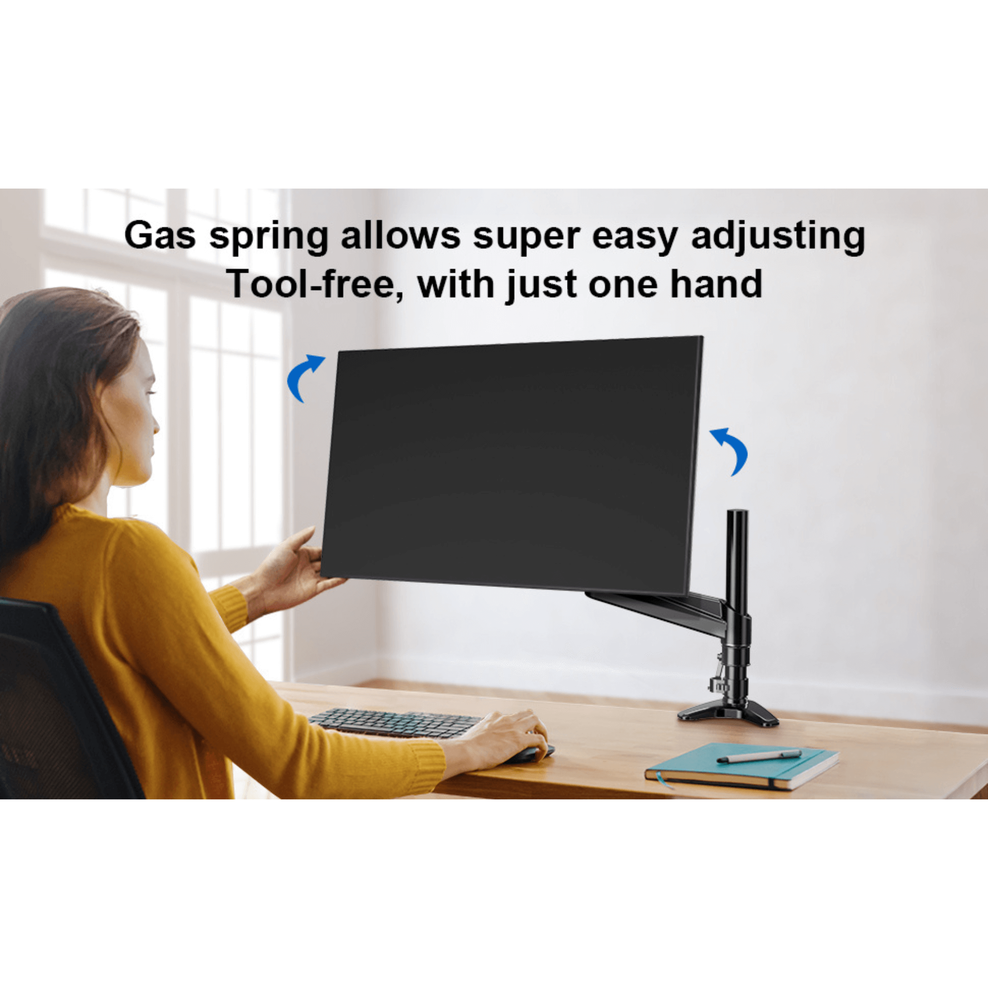 ErgoAV Gas Spring Desk Mount for Single Monitors 13" to 34" and up to 17lbs