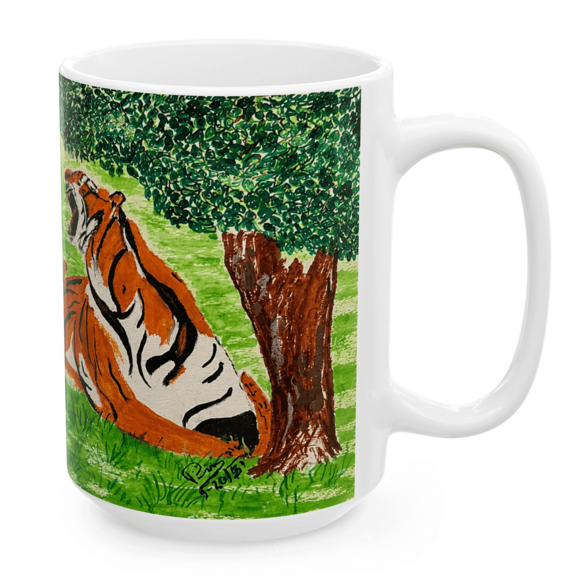 PimsArt Fierce Roaring Tiger Pair Mug From Original Painting