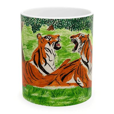 PimsArt Fierce Roaring Tiger Pair Mug From Original Painting