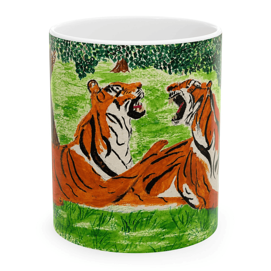 PimsArt Fierce Roaring Tiger Pair Mug From Original Painting