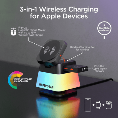 Hypergear PowerFold Cube RGB 3-in-1 Wireless Charging Stand
