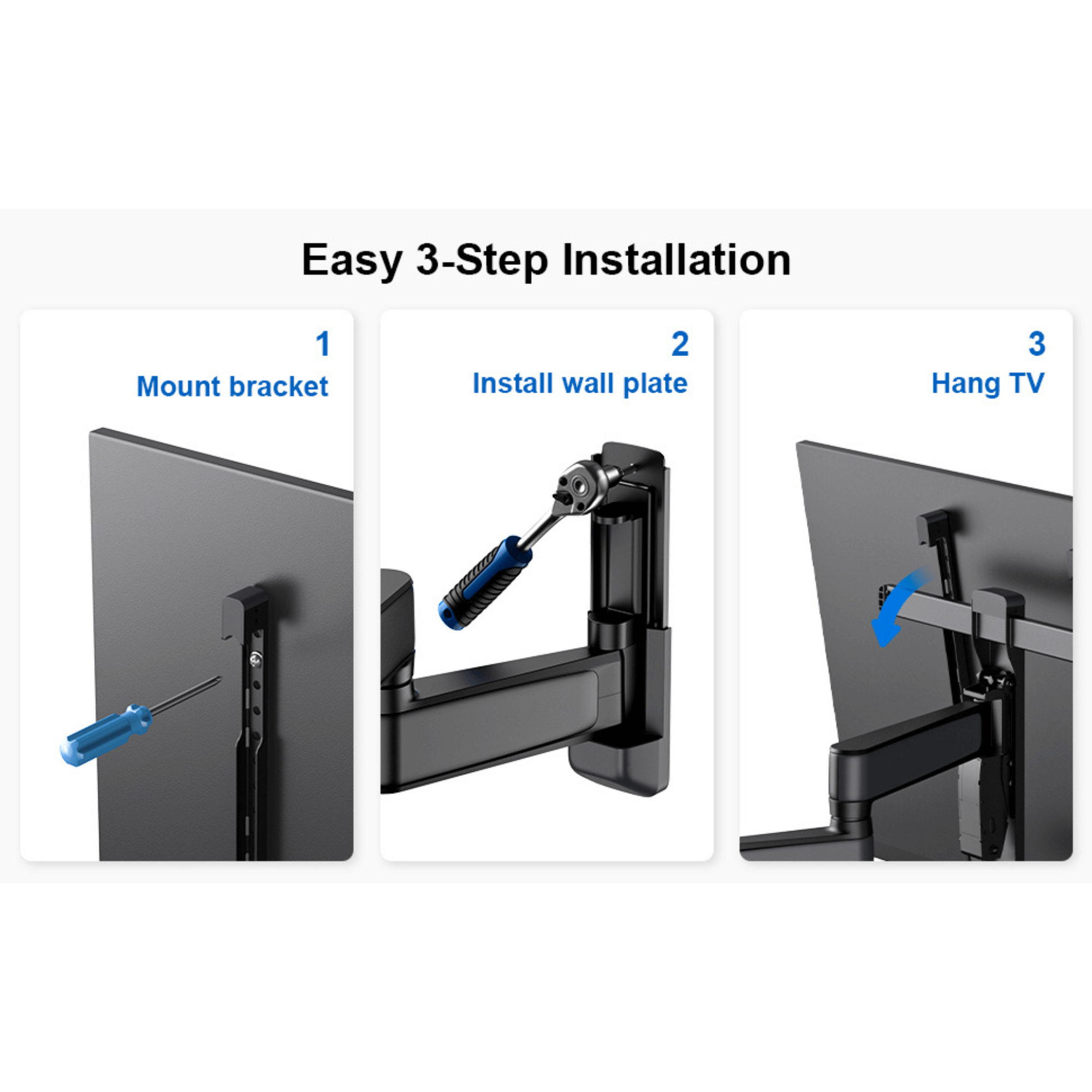 ErgoAV Motion Mount with Single Arm and IsoTILT Technology for TVs 39" to 65"