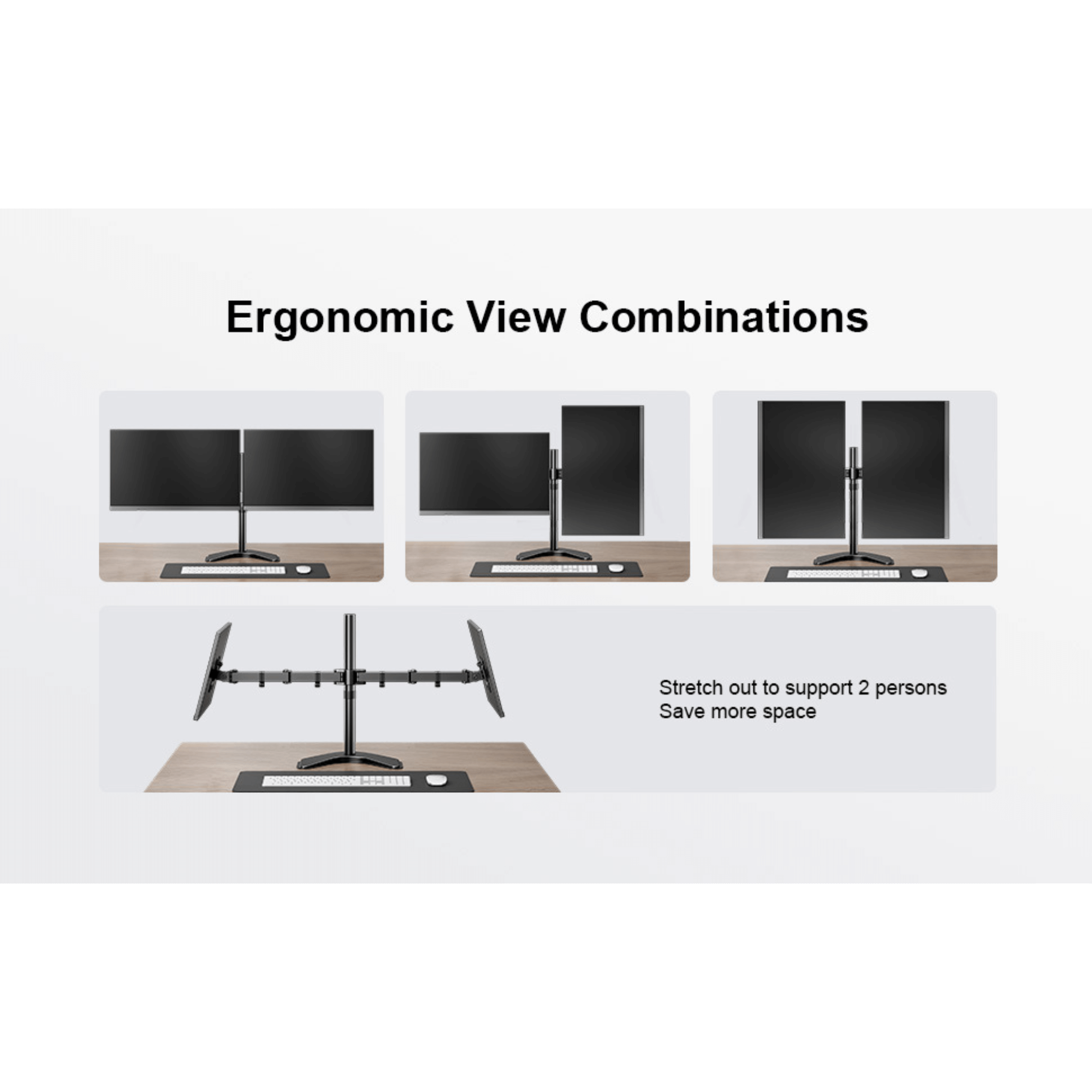 ErgoAV Motion Desk Stand for Dual Monitors 13" to 27" up to 22lbs
