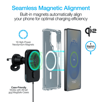 Naztech MagLock CAR 15W Magnetic Wireless Fast Charging Vent Mount with Qi2