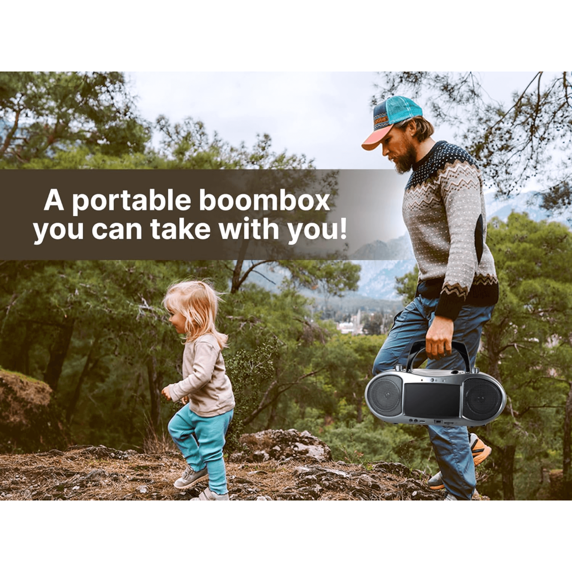 Emerson 7” Bluetooth DVD Boombox with HD-INPUT AM/FM Radio and Stereo Speakers