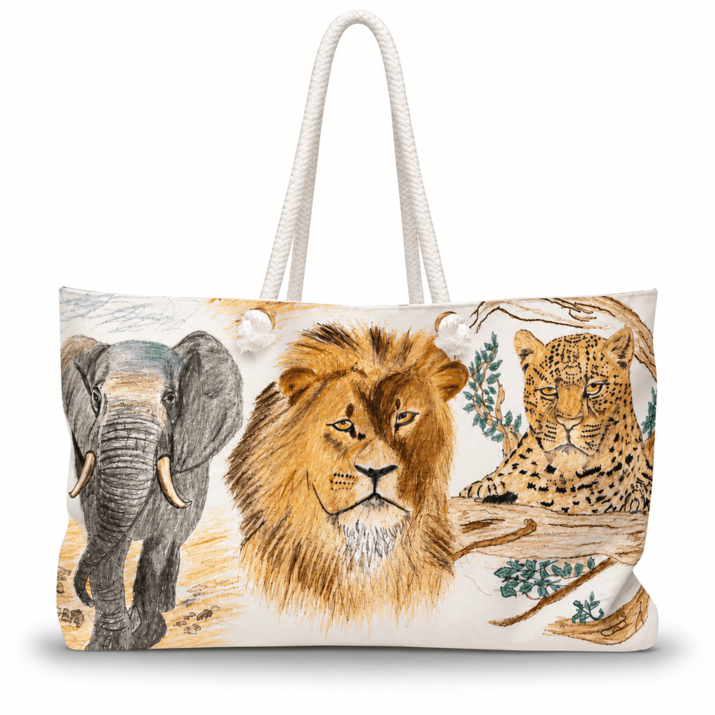PimsArt Big 5 Safari Animals Weekender Bag From Original Drawing
