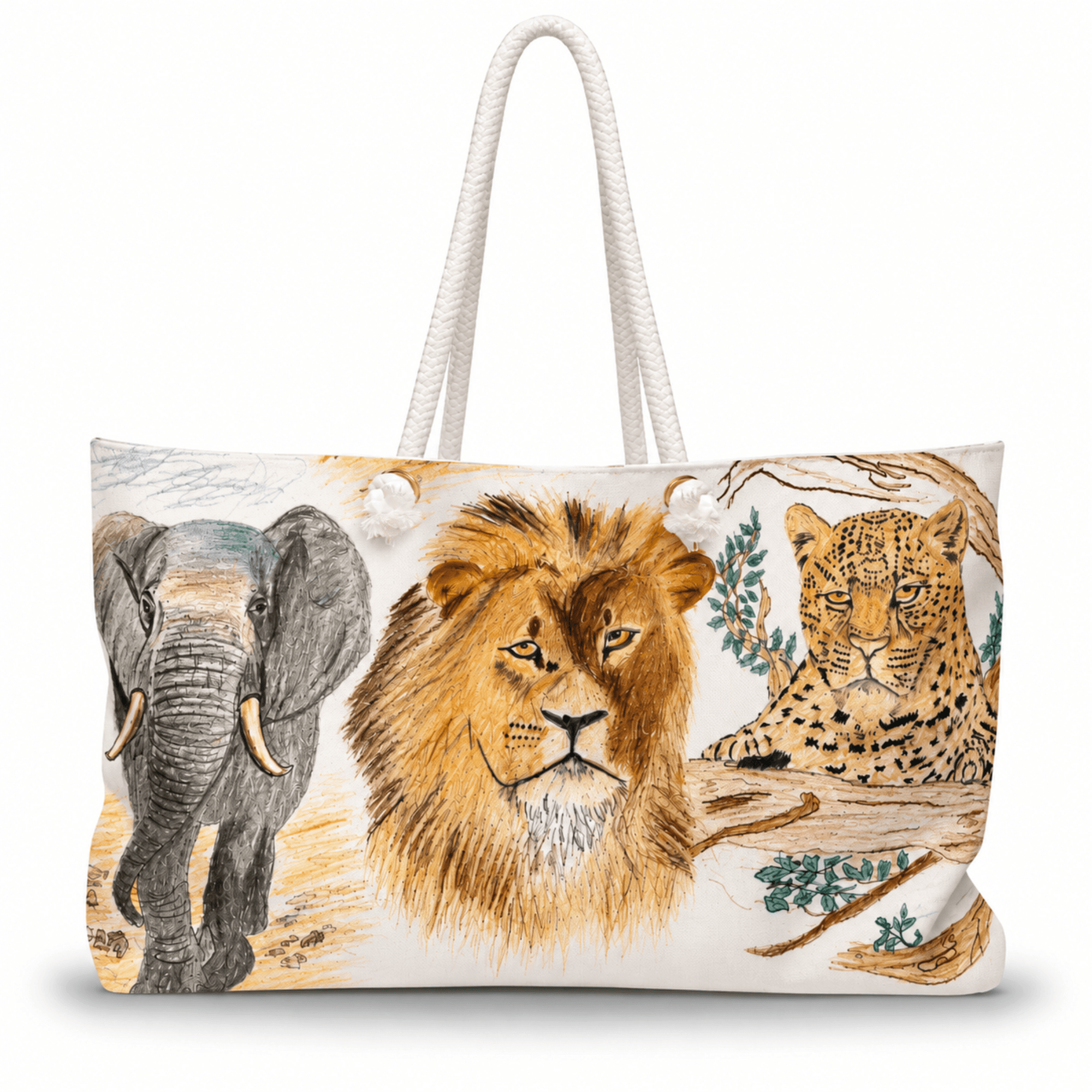 PimsArt Big 5 Safari Animals Weekender Bag From Original Drawing