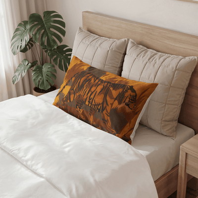 PimsArt Amber Tiger Jungle Scene Pillow Sham From Original Painting