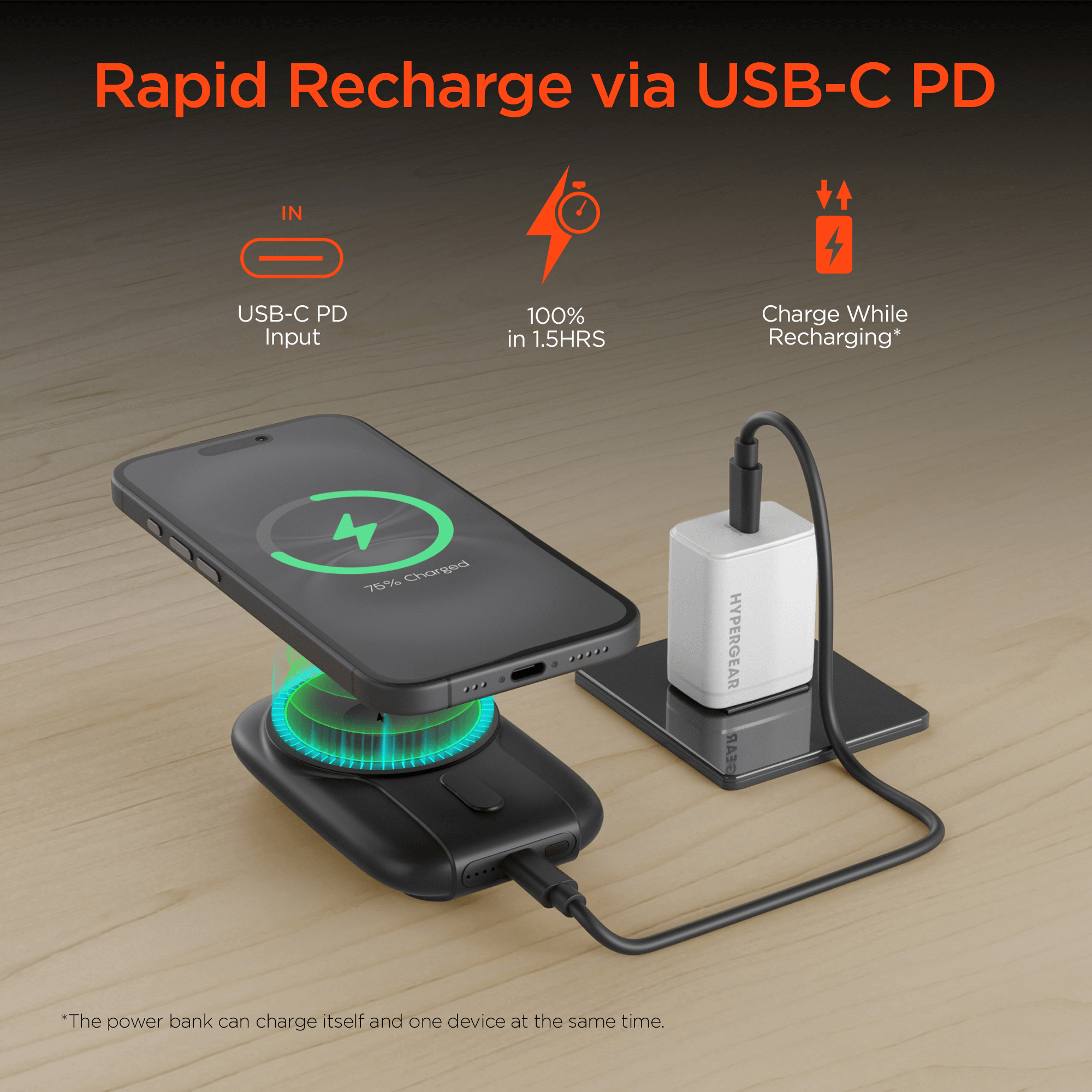 HyperGear Mag Grip Go 5000mAh Wireless Power Bank