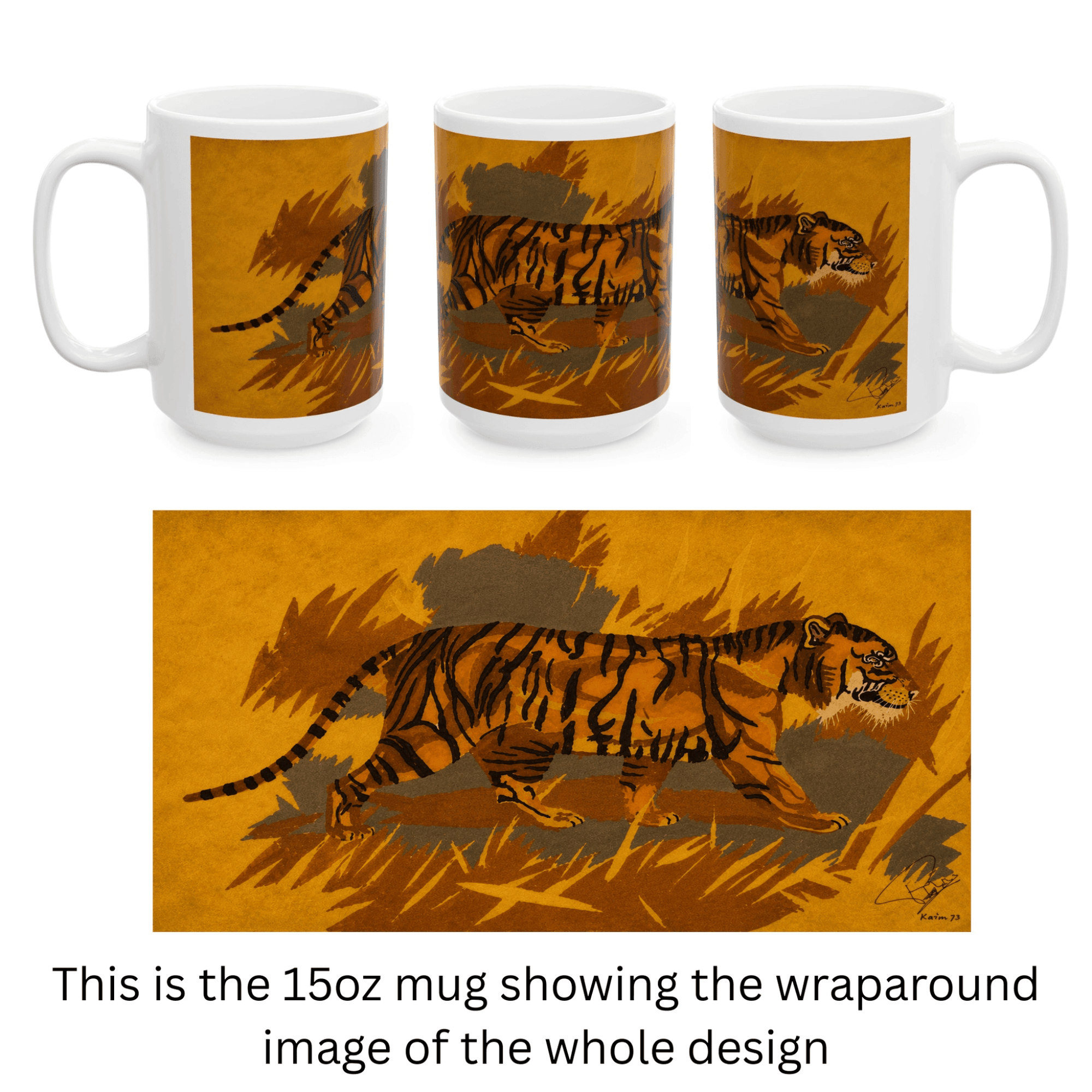 PimsArt Majestic Tiger Illustration Mug From Original Painting