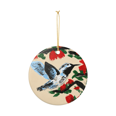PimsArt Hummingbird Blossom Round Christmas Ornament From Original Painting
