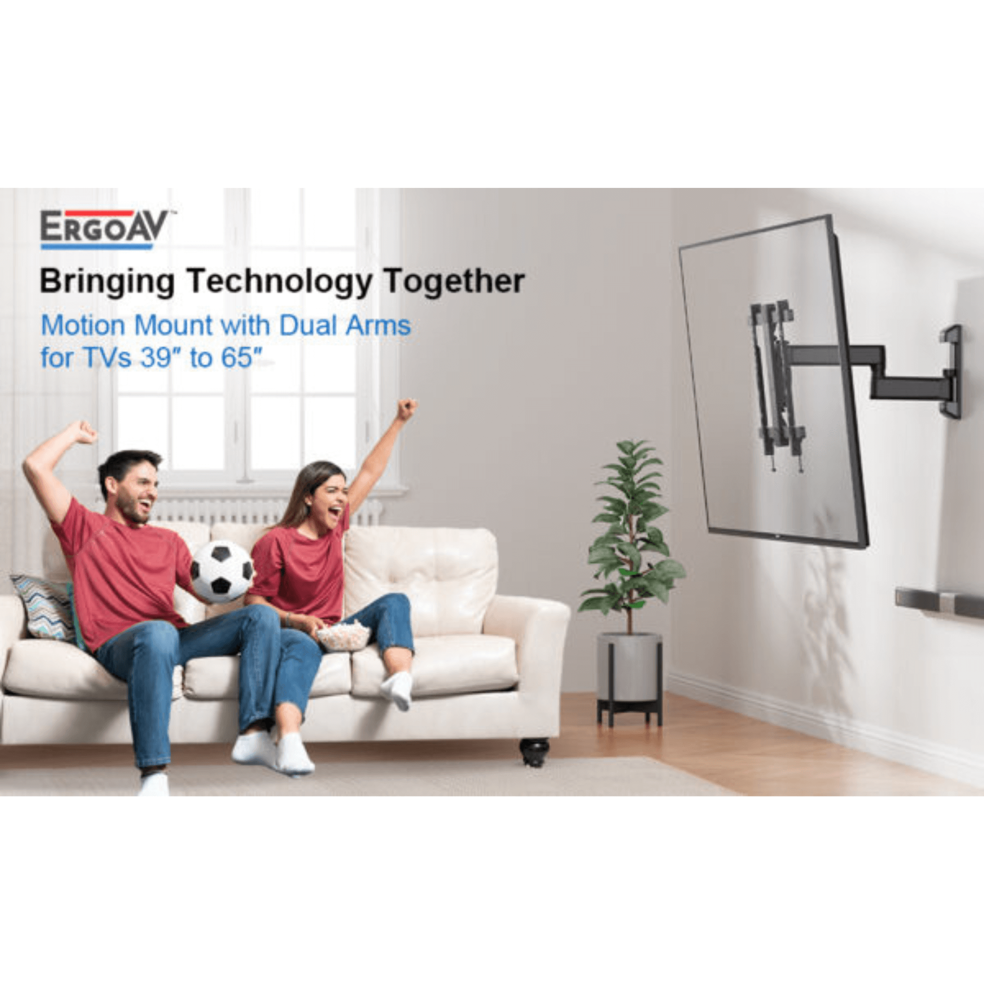ErgoAV Motion Mount with Single Arm and IsoTILT Technology for TVs 39" to 65"