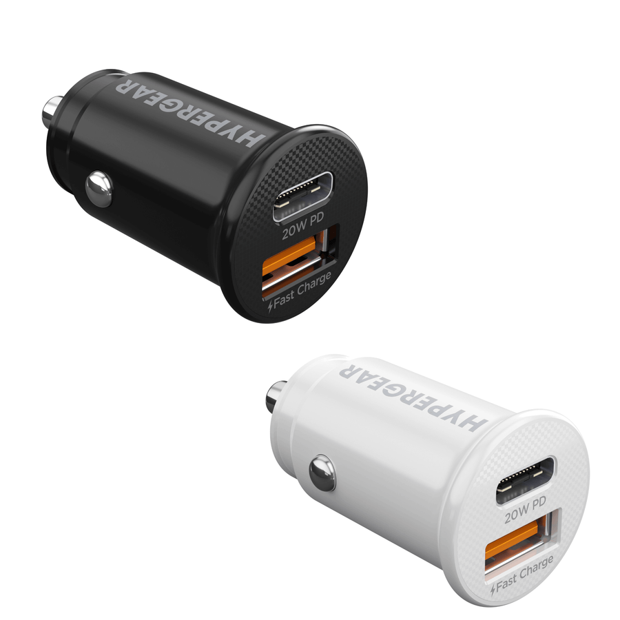 HyperGear Mini 20W USB-C PD + 18W USB Fast Car Charger
