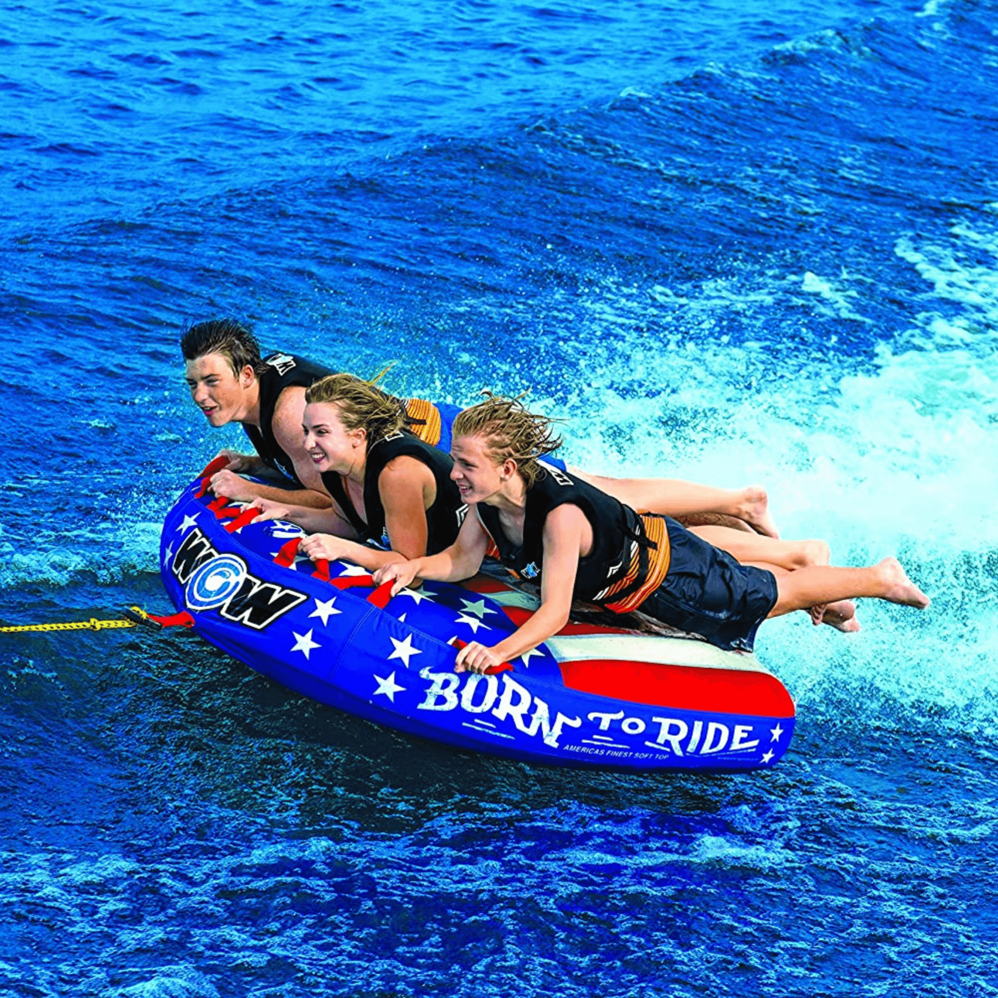 WOW Watersports Born to Ride 3 Person 3P Towable with Soft Top and EZ Tow