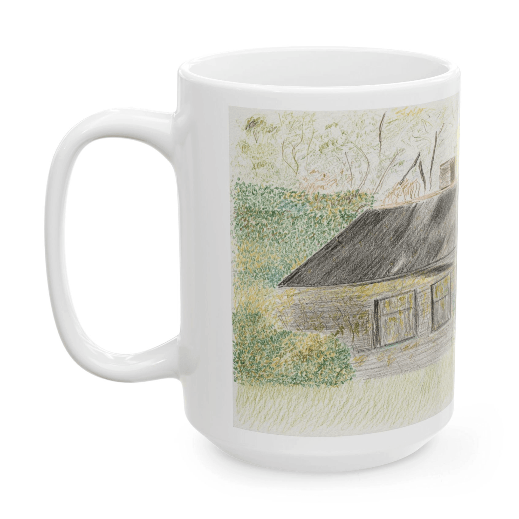 PimsArt Country Cottage Sketch Mug From Original Drawing