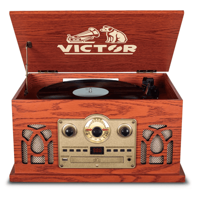 Victor Belmont 8-in-1 Wood Music Center Mahogany - Refurbished