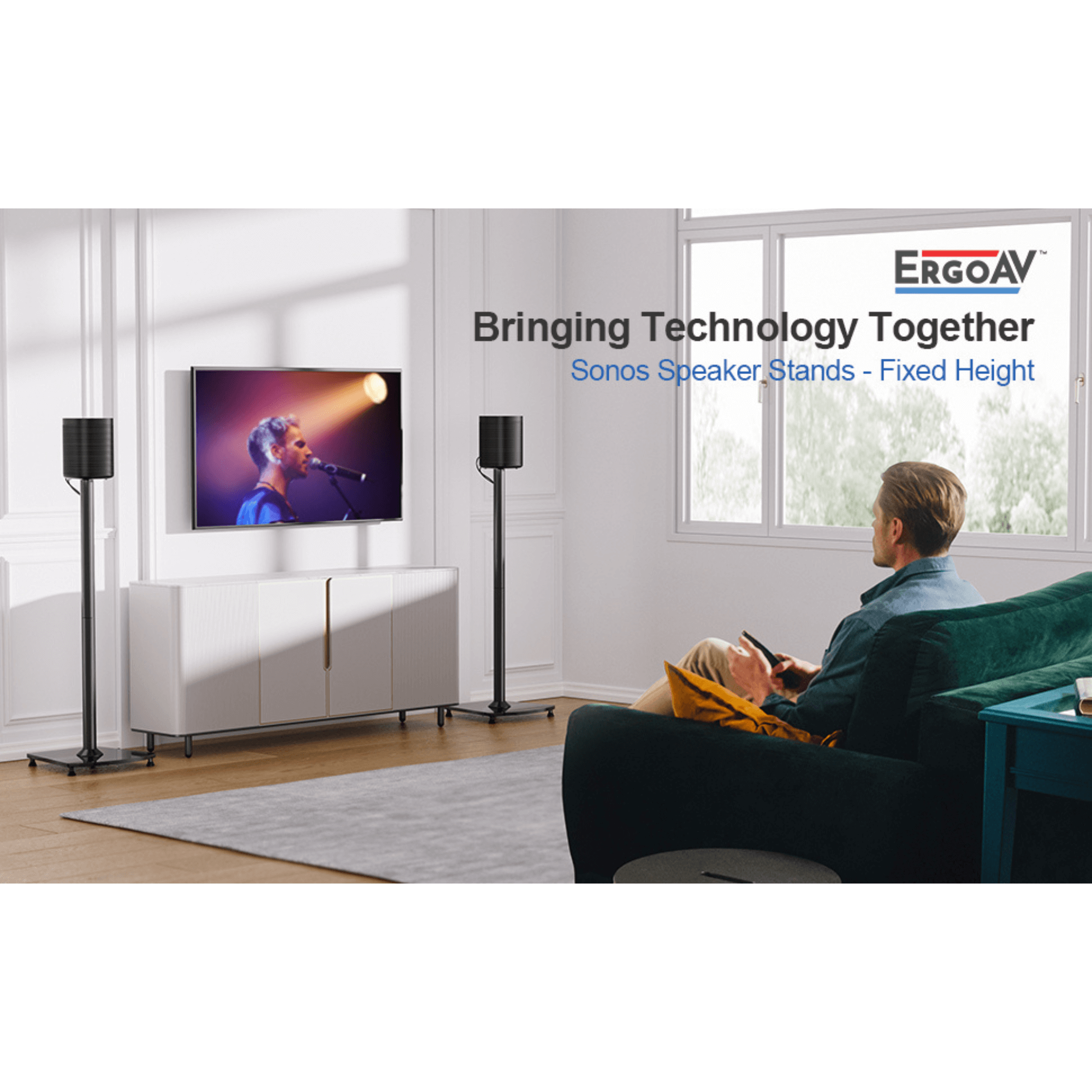 ErgoAV 1-Pair Fixed Height Sonos Speaker Stands 34"