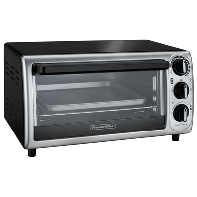 Proctor Silex 4-Slice 3-Knob Countertop Toaster Oven Broiler with Bake Pan