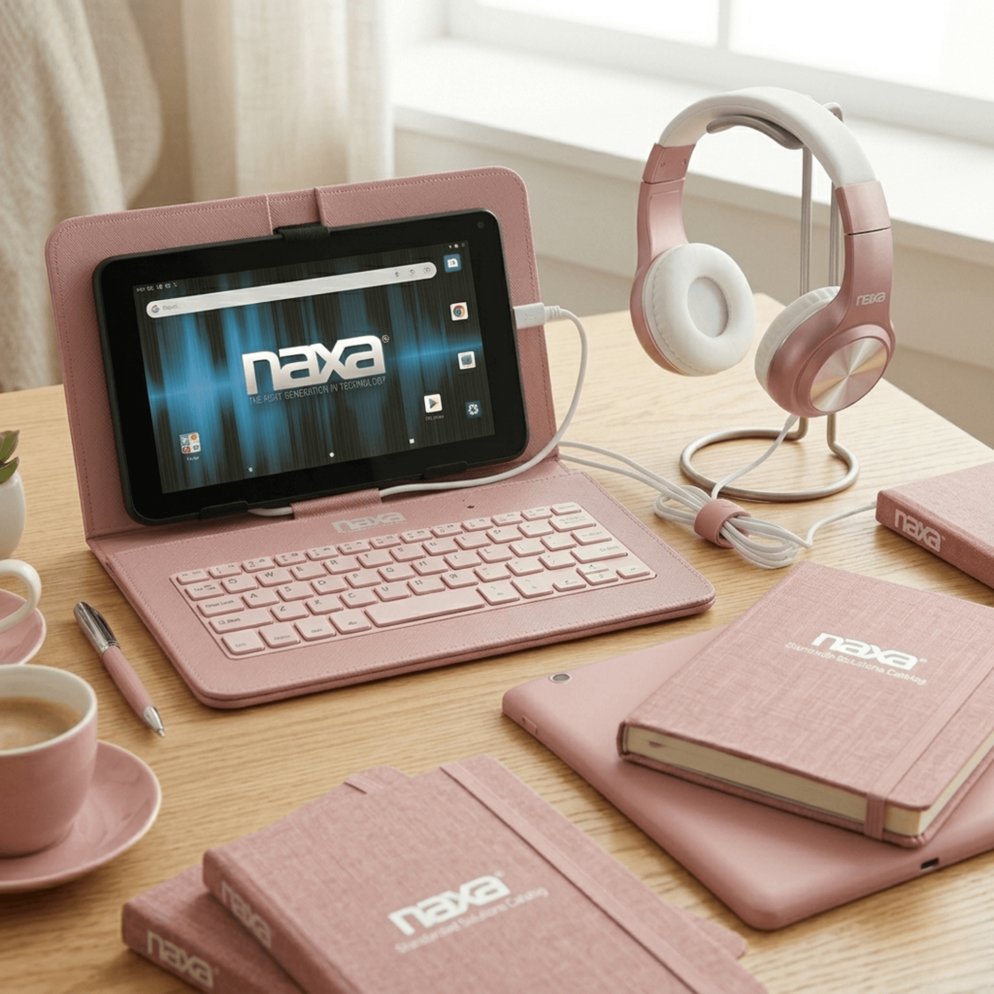 Naxa 10.1" Core Android 11 Tablet Kit Rose Gold - Refurbished