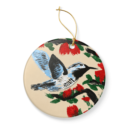 PimsArt Hummingbird Blossom Round Christmas Ornament From Original Painting